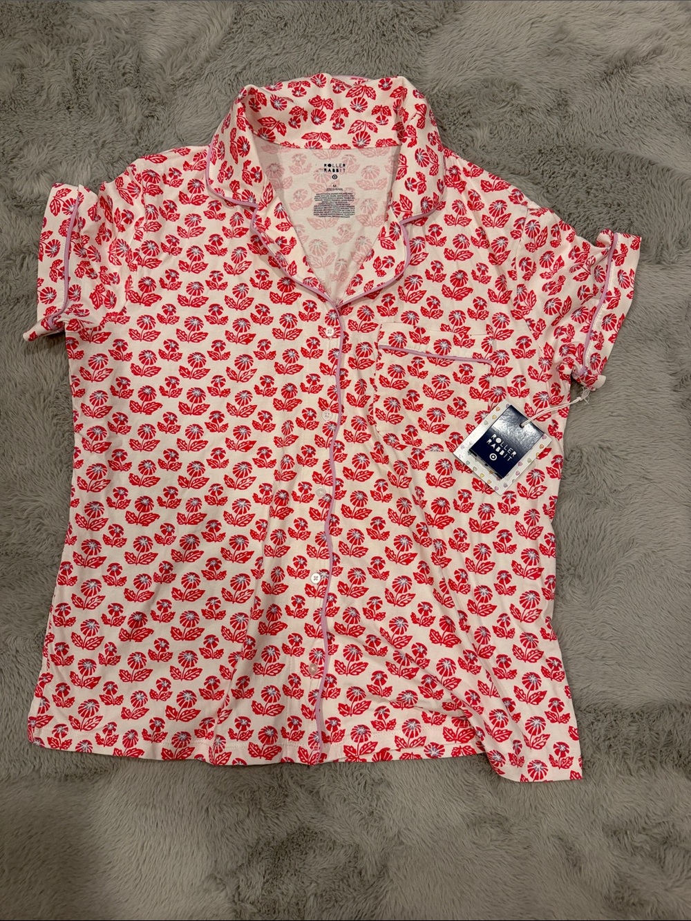 Roller rabbit Cotton Short-Sleeve Button-Up pajama top only